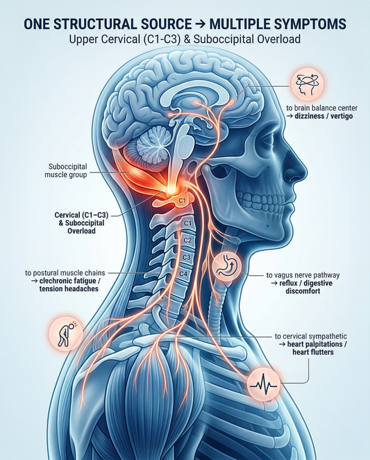 Why Thousands With Unexplained Fatigue, Dizziness, Reflux & Heart Flutters Are Actually Dealing With One Structural Problem — Not Four Separate Ones